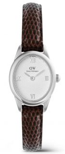 Daniel Wellington Ophelia Mini Dark Brown Lizard White Guilloché Silver DW00100888