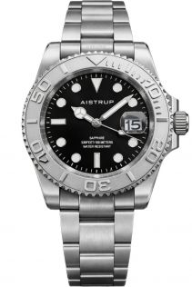 Aistrup Mens 100m Full Steel Sapphire 40mm