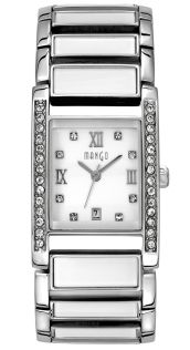 Mango ur til kvinder stål/hvid/sten - A58922S0S