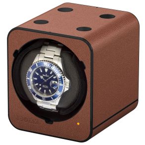 Boxy Fancy Brick Watch Winder Leather Look Brown without Adapter 309413