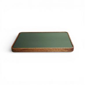 Morelund Tray in Dark Wood/Green Leather MO6103