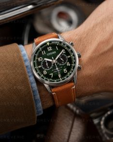 Citizen Mens Eco-Drive Chronograph Green Dial 43mm