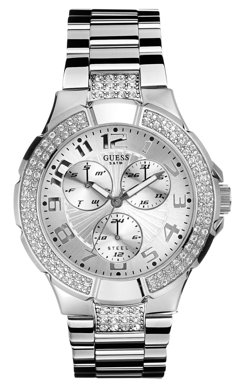 Montre GUESS STEEL I14500L1 – Boîtier Acier Inoxydable, Cadran Noir, Cuir, Quartz, étanche 30m, Neuf Avec Défauts