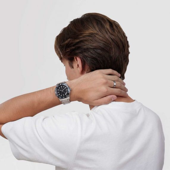 Daniel Wellington Iconic GMT Link Black Ceramic Bezel Silver DW00100919