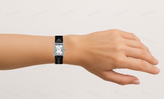 Carrie Taylor Petite Rectangular Black Leather 19mm