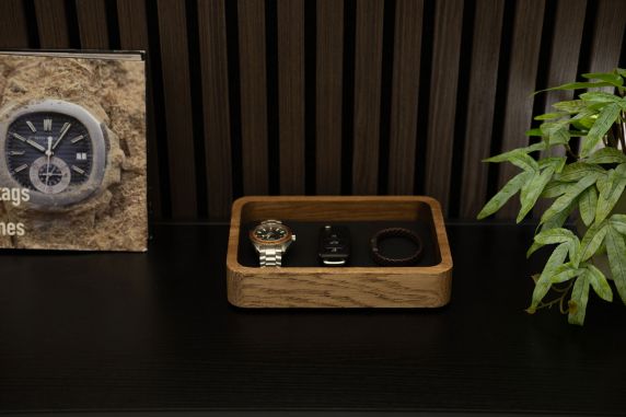 Morelund Small Valet in Dark Wood/Black Leather MO4100