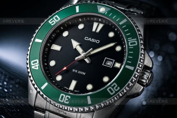 Casio Mens Steel 200m Diver Green Anti-reverse Bezel 46mm