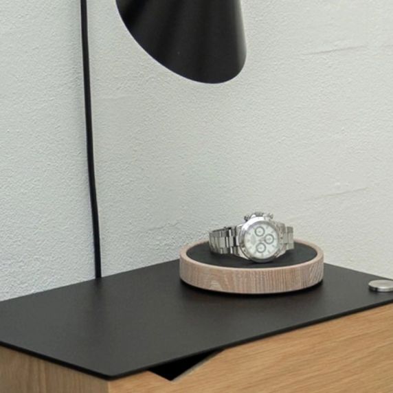 MORELUND Watchmat in Natural Wood/Black Leather MO2302