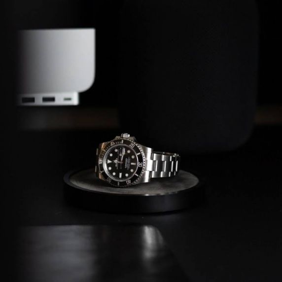 MORELUND Watchmat in Aluminium/Black Leather MO2402